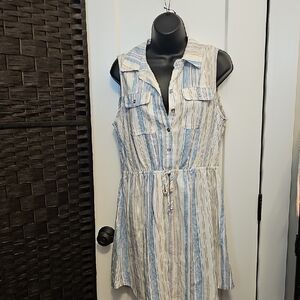 BeBop Striped Sleeveless Button-Down Dress